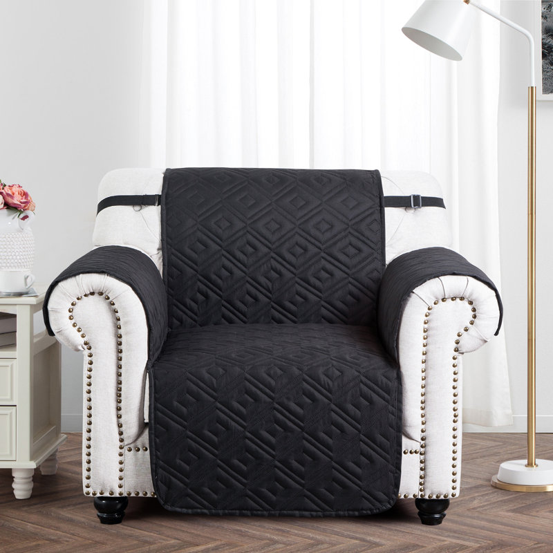 Box Cushion Sofa Slipcover, Black/Dark Grey