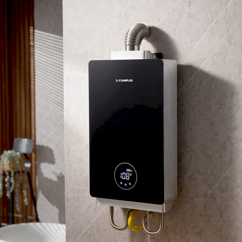 CAMPLUX 3.18 GPM 82,000 BTU Indoor Natural Gas Tankless Water Heater, Black