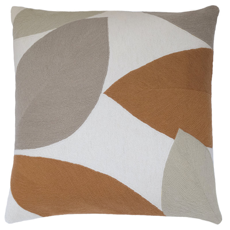Petal Hand-Embroidered Chain Stitch Pillow, Cream/Oyster/Smoke/Amber