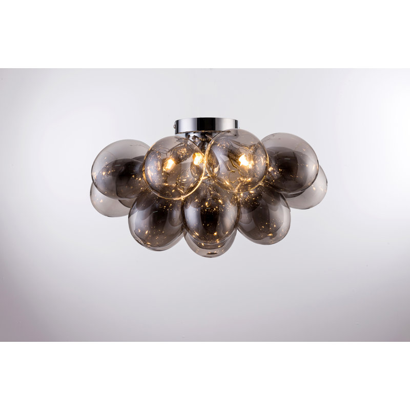 Abdurrahman Glass Semi Flush Mount, Grey