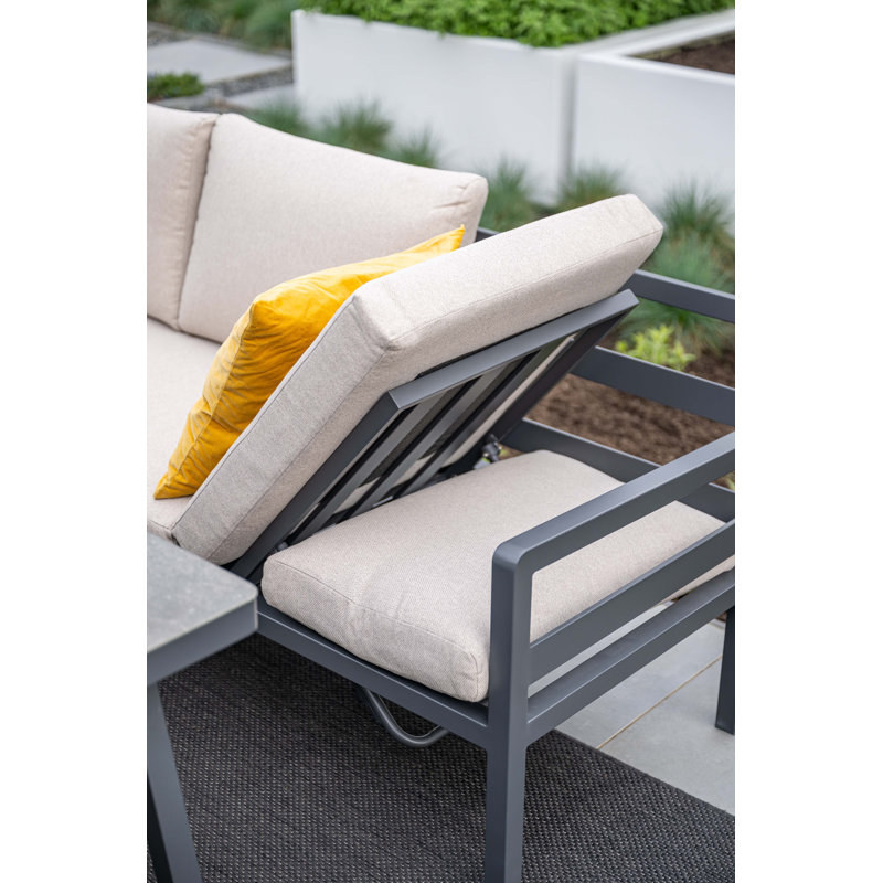 Audyn Wicker 7 - Person Garden Lounge Set with Cushions, Sand, Right