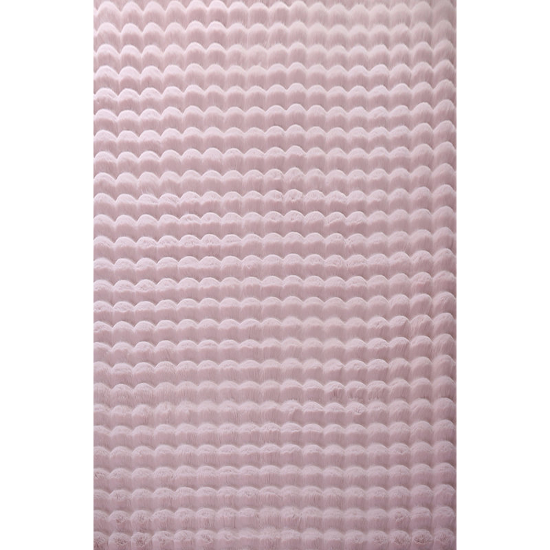 Solid Colour Knitted Area Rug, Baby Pink, Rectangle 60 x 100 cm