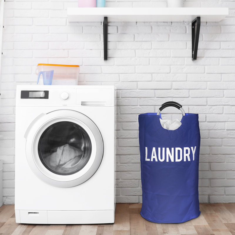 Fabric Laundry Hamper with Handles, Dark Blue