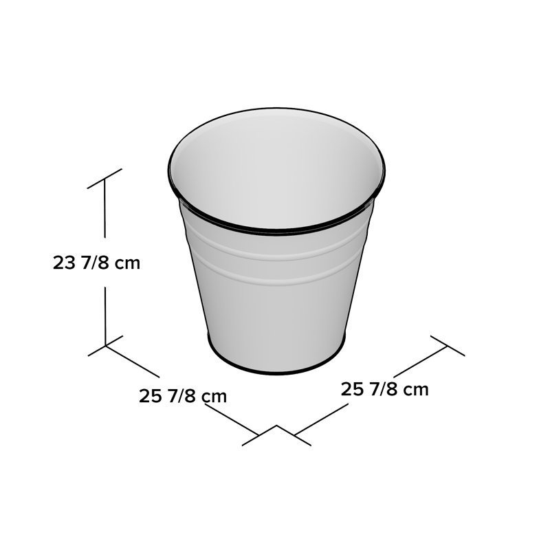 Old Zinc Flower Pot, H23.9 x W25.8 x D25.8cm