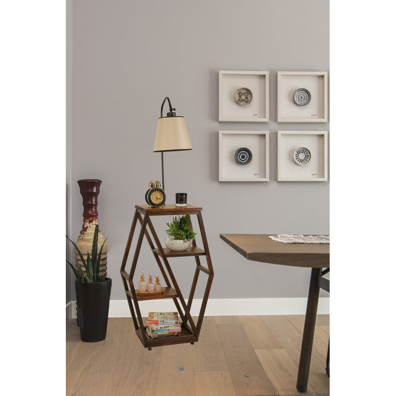 Lampe sur pied moderne avec bibliothèque 100% bois de sapin, hauteur 65 po | Corps en métal, finition beige et noire | Douille E27 (40 W maximum) | Éclairage élégant pour le salon, la chambre à coucher et le bureau, parfait pour la décoration de fantaisie et champêtre