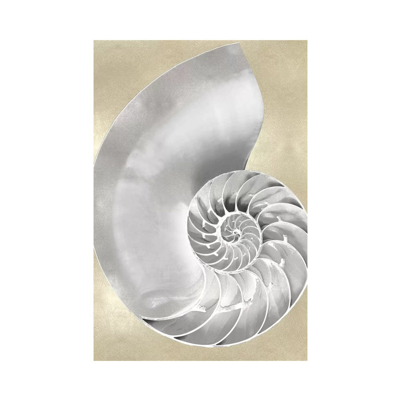 Silver Pearl Shell On Gold II by Caroline Kelly - Wrapped Canvas Print, 20.32 cm H x 30.48 cm W