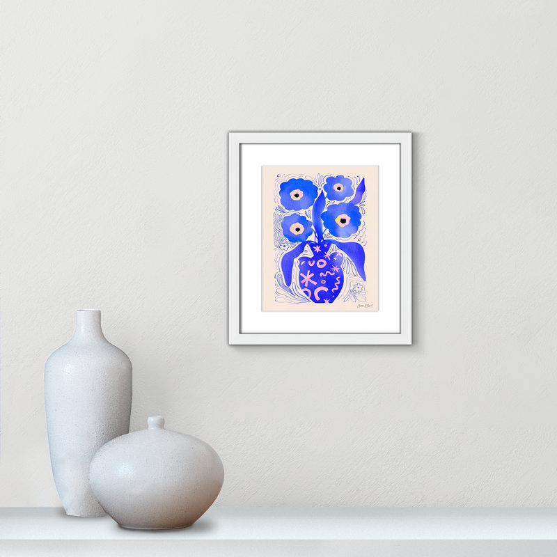 «Blue Flowers Matisse» par Bloom, Blanc satiné, Imprimé mat, L 13 po x H 15 po