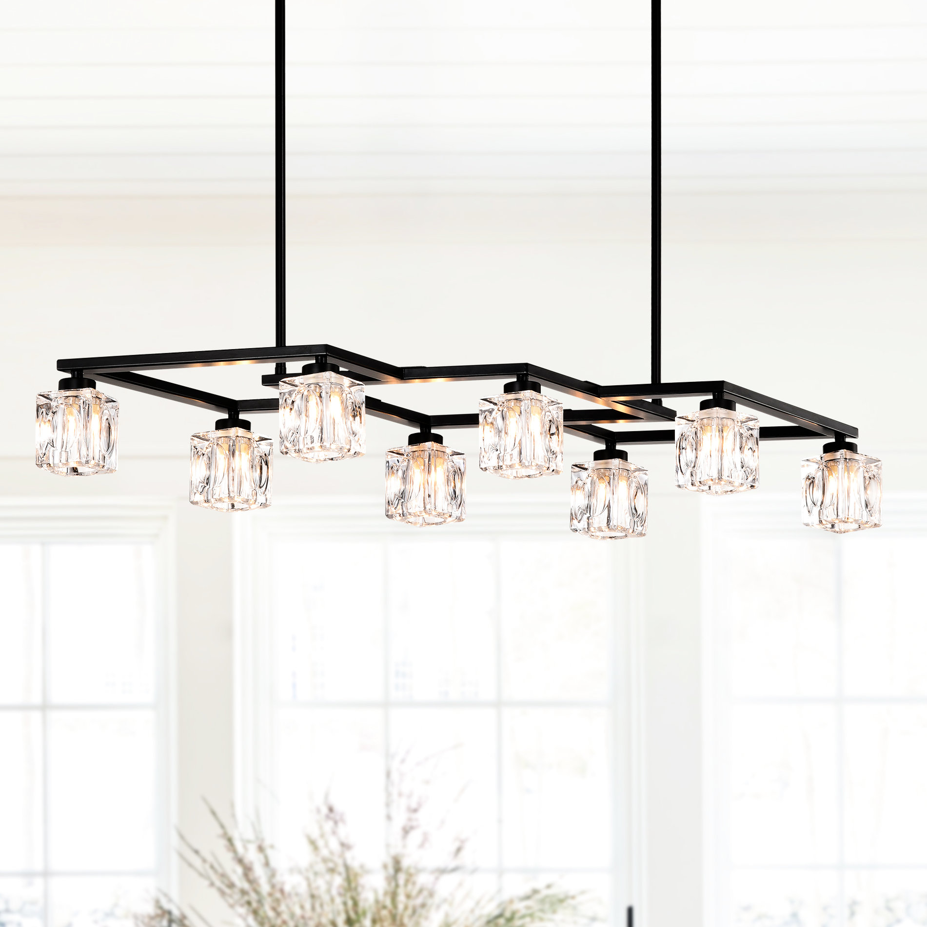 Ceiling Panel Rods 17 Stories Matte Black 8- For Dining Room - Modern Metal Industrial ...
