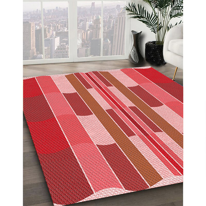 Tapis 100% à motifs lavables à la machine 2989 Pat1430-RD, Rectangle 7 pi x 9 pi