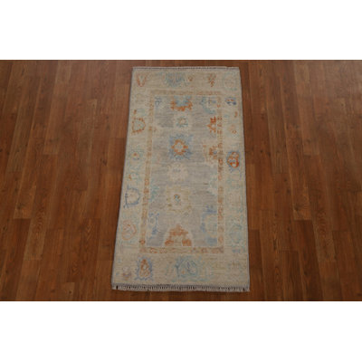 One-of-a-Kind 2'0" X 4'0" New Age Wool Area Rug in Gray