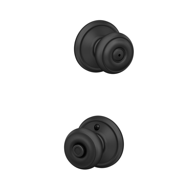 Georgian Privacy Knob Bed and Bath Lock, Matte Black