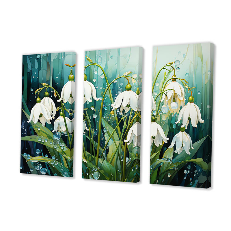 Méticuleusement «Snowdrop Flowers In Forest - Snowdrops», ensemble de reproduction d'art mural, H 40 po x l 60 po x P 1 po