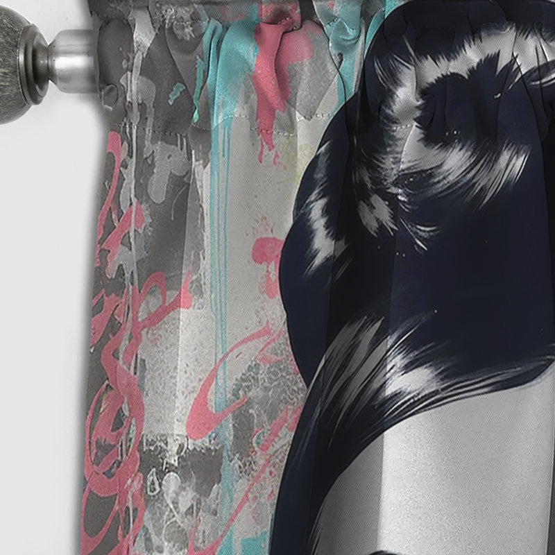 Audrey Hepburn Blue Bubble Gum - rideau abstrait occultant - 1 panneau, L 52 po x L 95 po