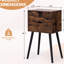 Table d'appoint de salon avec 2 tiroirs brun rustique - pieds en bois massif-185139862