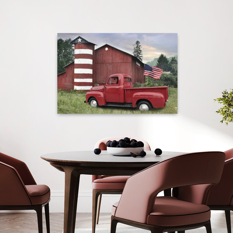 «Patriotic Farm Abstract Contemporary Landscape Art», H 24 po x l 36 po