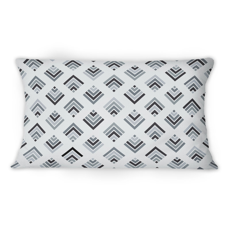 Coussin décoratif à motif géométrique gris et noir Diamond
