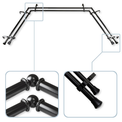 Steel Adjustable Bay Window Double Curtain Rod