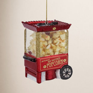 Kurt Adler Noble Gems Glass Ornament for Christmas Tree, Popcorn Machine