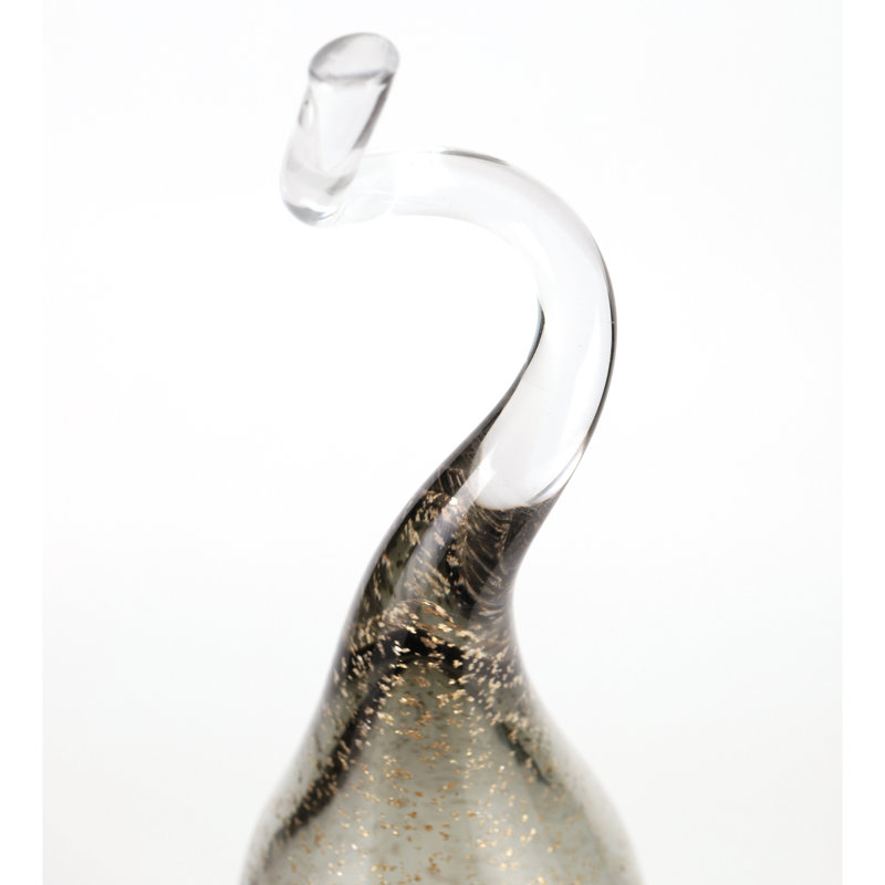 Modern Speckled Glass Statue Decorative Object for Home Decor - Sculptural Tabletop Accent for Living Room or Console Decoration - 24", Clear & Frost