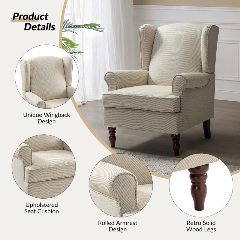Upholstered Armchair, Tan