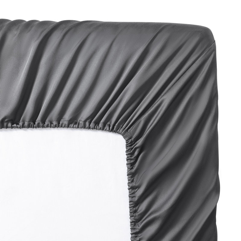 Sateen Sheet Set, Twin Sheet Set + Fitted Sheet + 1 Pillowcase, Charcoal