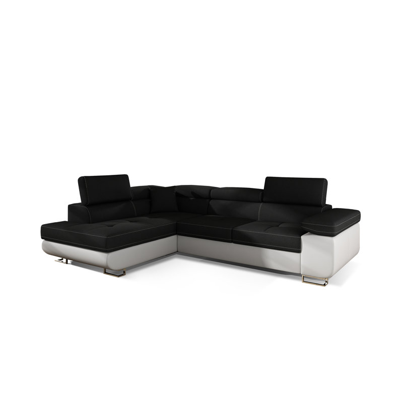 Supranowitz 3 Seater Sofa Bed, Black/White, Left Hand Facing
