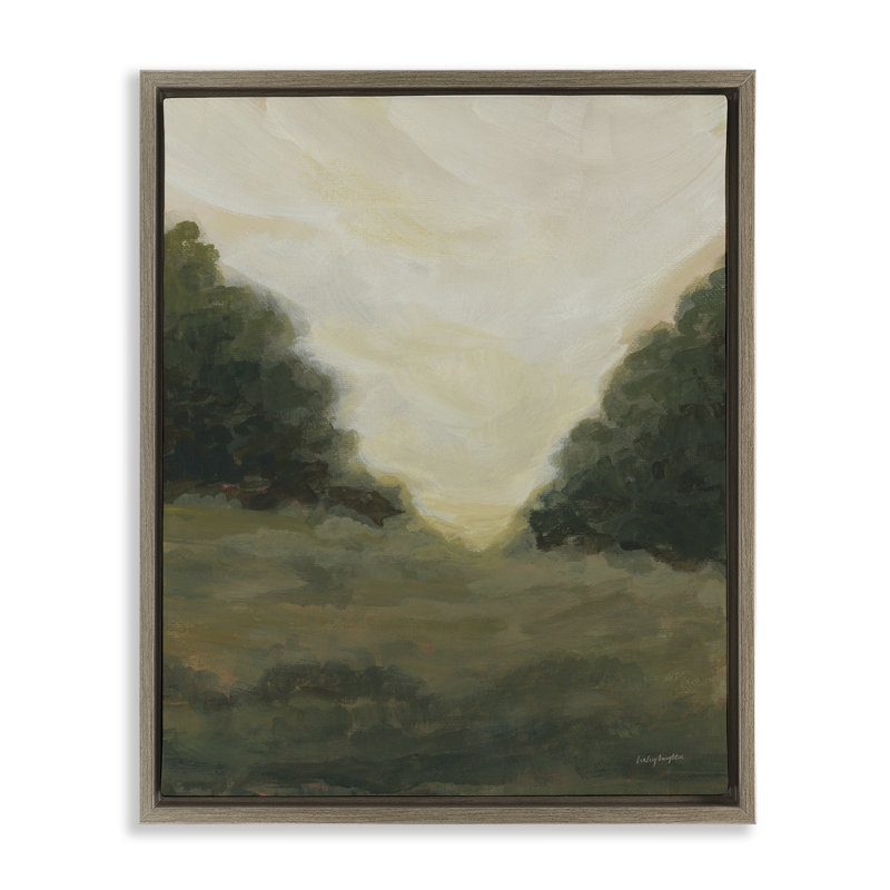 «Serene Green Field View», encadrée par Haley Knighten, Cadre flottant orme Montalcino, H 21 po x l 17 po