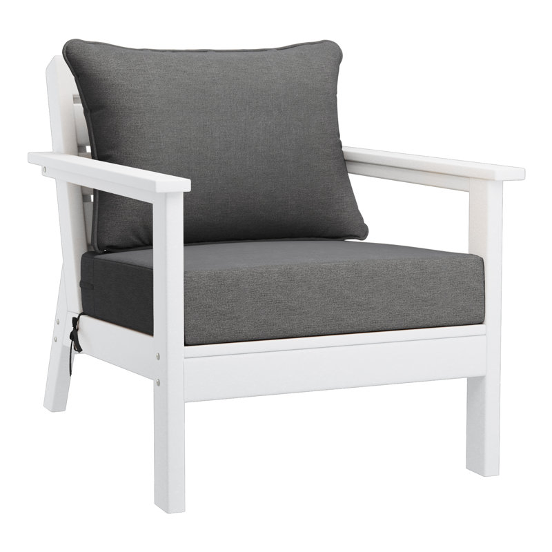 Ensemble de conversation à assise profonde 6 pièces, Blanc / Blanc, Gris