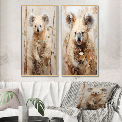 Cuddly Koala Climbing - Koala Canvas Prints Set Of 2