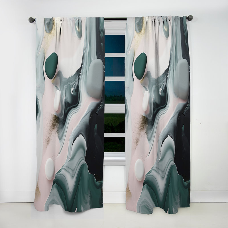 Gavrila - Abstraction contemplative verte et blanche I - Rideau moderne - Velours obscurcissant - 1 panneau