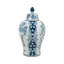 Vase de rangement décoratif en porcelaine bleue et blanche avec motifs floraux, H 12,6 po