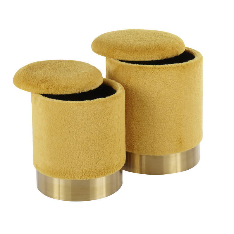 Dinah Upholstered Ottoman, Yellow Plush