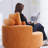 Oversized Barrel Accent Chair, 360° Swivel Round Upholstered Sofa, Chenille High-Resilience Sponge, No Assembly Wide Seat-538682848