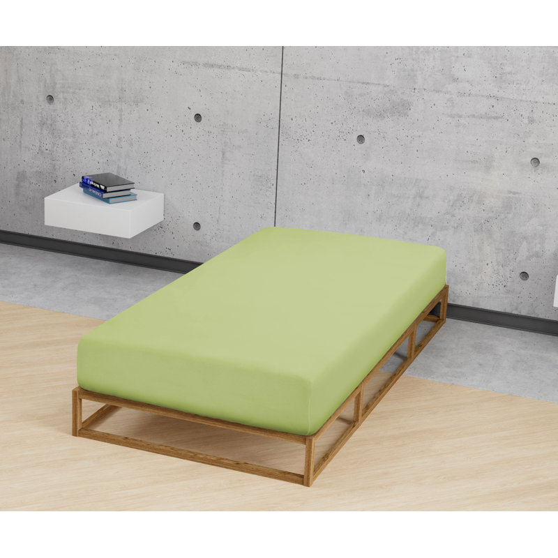Bellos 100% Cotton Jersey Knit Fitted Sheet, 210 x 200 cm, Pistachio