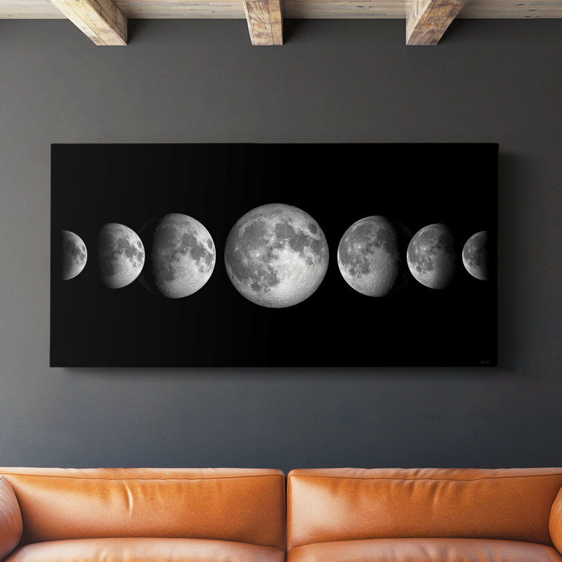 Phases lunaires - Toile tendue avec châssis - Prêt à accrocher, H 16 po x l 32 po