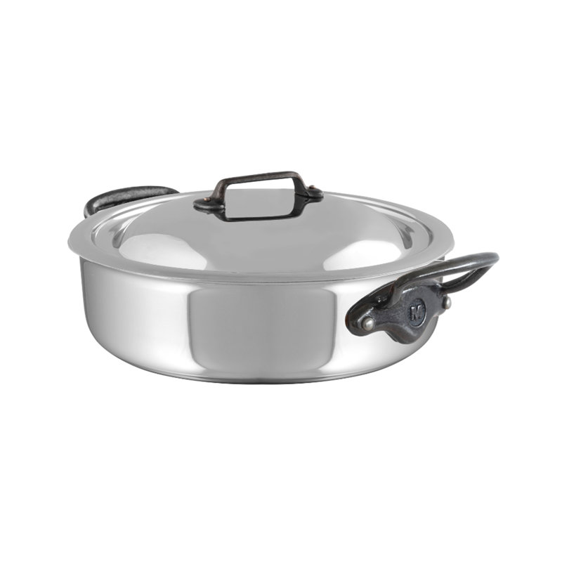 Mauviel M'cook CI Rondeau/Braiser Pan With Lid, Cast Iron Handle, 3.2-Qt