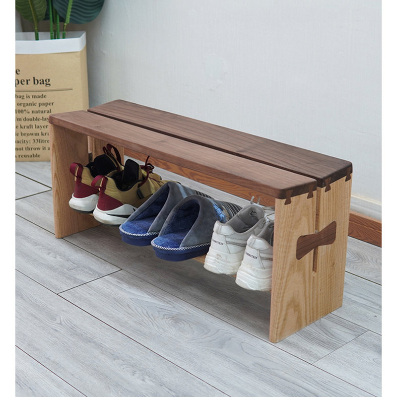 Banc de rangement pour chaussures à tenon et mortaise en bois massif Country Country, H 13,78 po x l 31,5 po x P 9,84 po