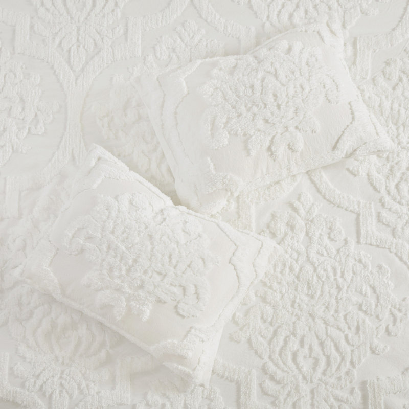 Elegant Tufted Cotton Bedding Sets, Off-white, Style