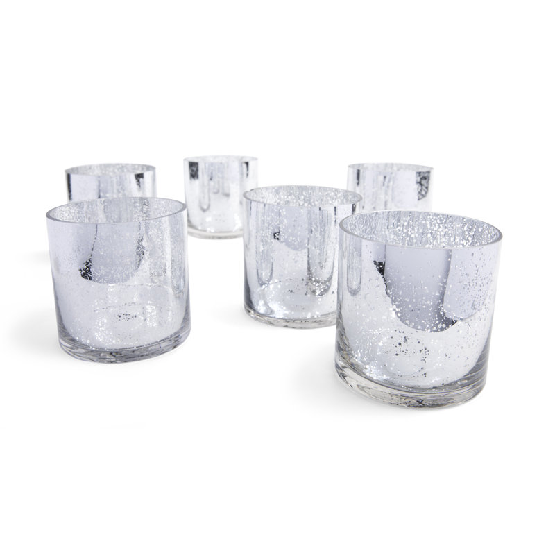 Vase de table en verre, H 4 po x l 4 po x P 4 po, Argent