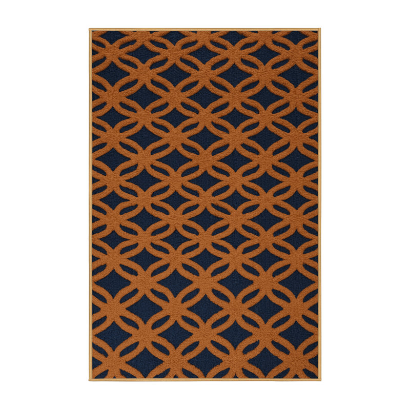 Tapis brun treillis lavable à la machine, Rectangle 7 pi x 9 pi