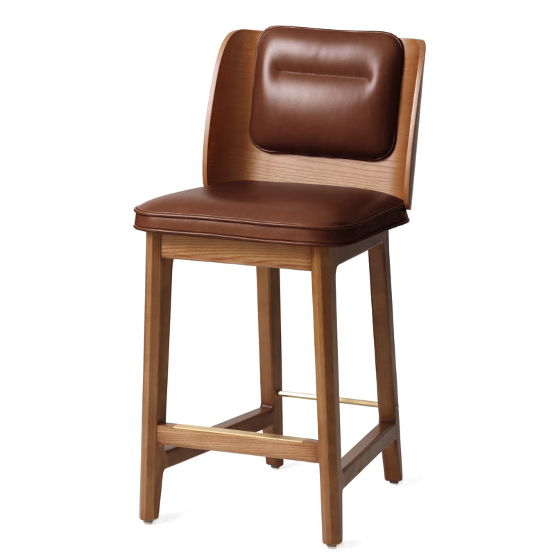 Boyd Upholstered Stool, Natural Walnut