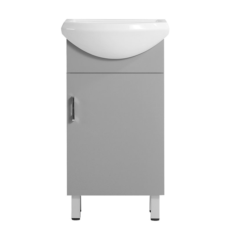 Meuble-lavabo compact avec lavabo en céramique Marinino, Gris