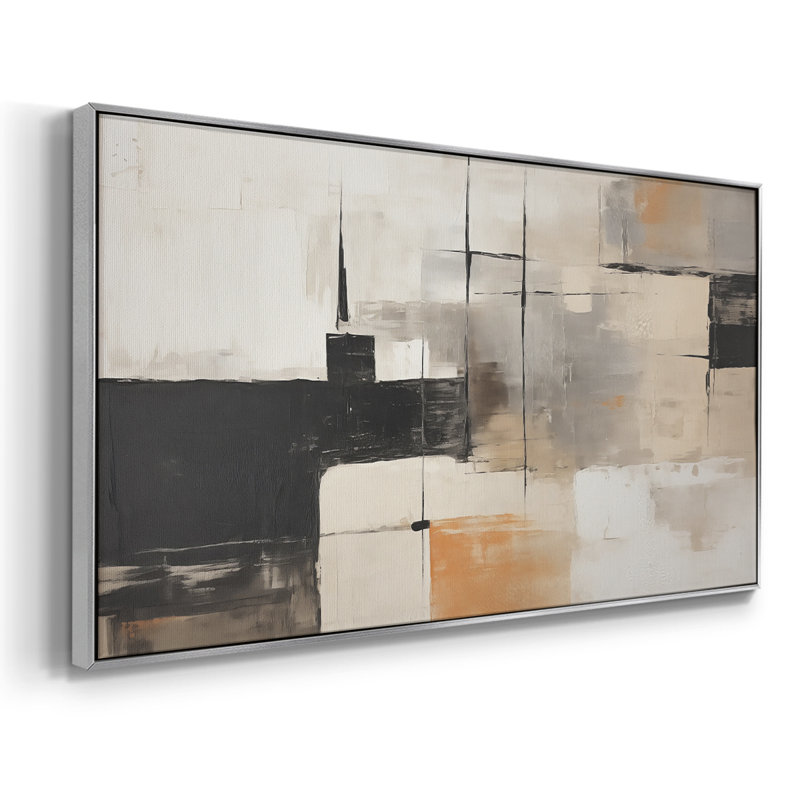 Abstrait, série CCL XXVI, toile tendue avec châssis, prête à être accrochée, H 25 po x l 49 po, Argent argent