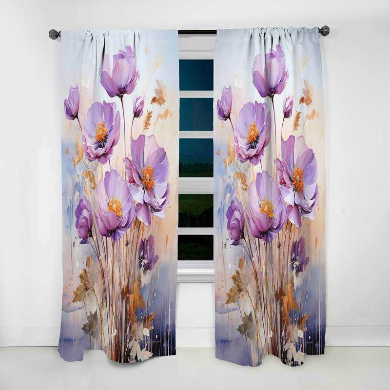 Halen Purple Buttercups Mystical Moments I - Traditional Velvet Curtain - Room Darkening - 1 panel, 52" W x 63" L