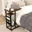 2 PCS C-shaped End Table with Charging Station Rolling Bedside Table Couch Side Table-1412677261