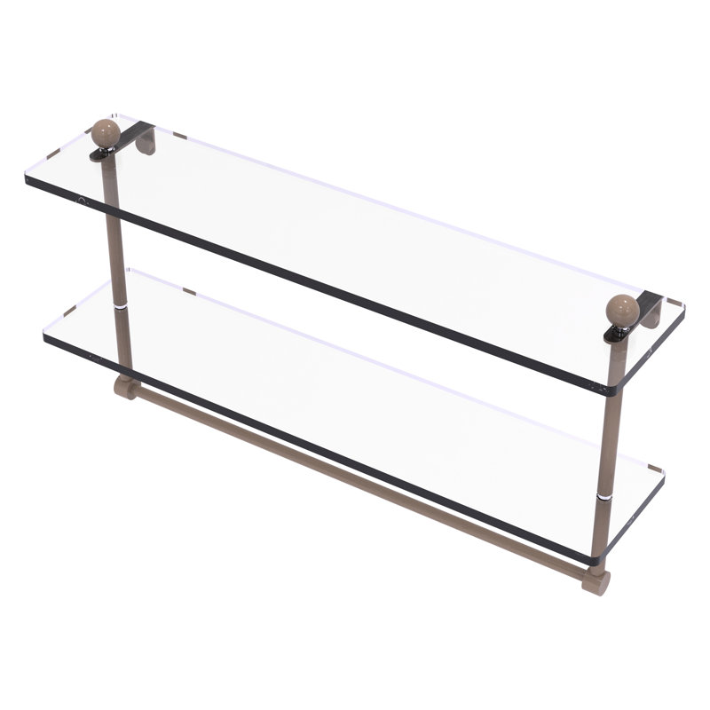 Tablette en verre à deux niveaux avec barre à serviettes intégrée, H 12 po x l 22 po x P 5 po, Beige ombré