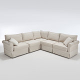 Modular Sectional Sofa Set,Convertible L Shaped Couch ,5 Seat,Reversible Sectional Sofa Couch,Upholstered,Corner Sofa,Rolled Arms,Soft Linen Fabric