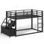 Lit superposé simple au-dessus de simple avec tablettes de rangement et tiroirs, lit superposé en métal avec lumières DEL, aucun sommier nécessaire, noir-1019261299