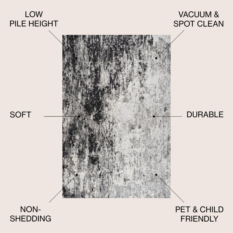 Tapis gris / crème Storm, Rectangle 5 pi 3 po x 7 pi 6 po