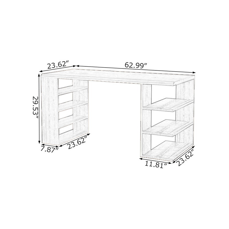 Bureaux rectangulaires bruns en bois massif, H 29,53 po x l 62,99 po x P 23,62 po